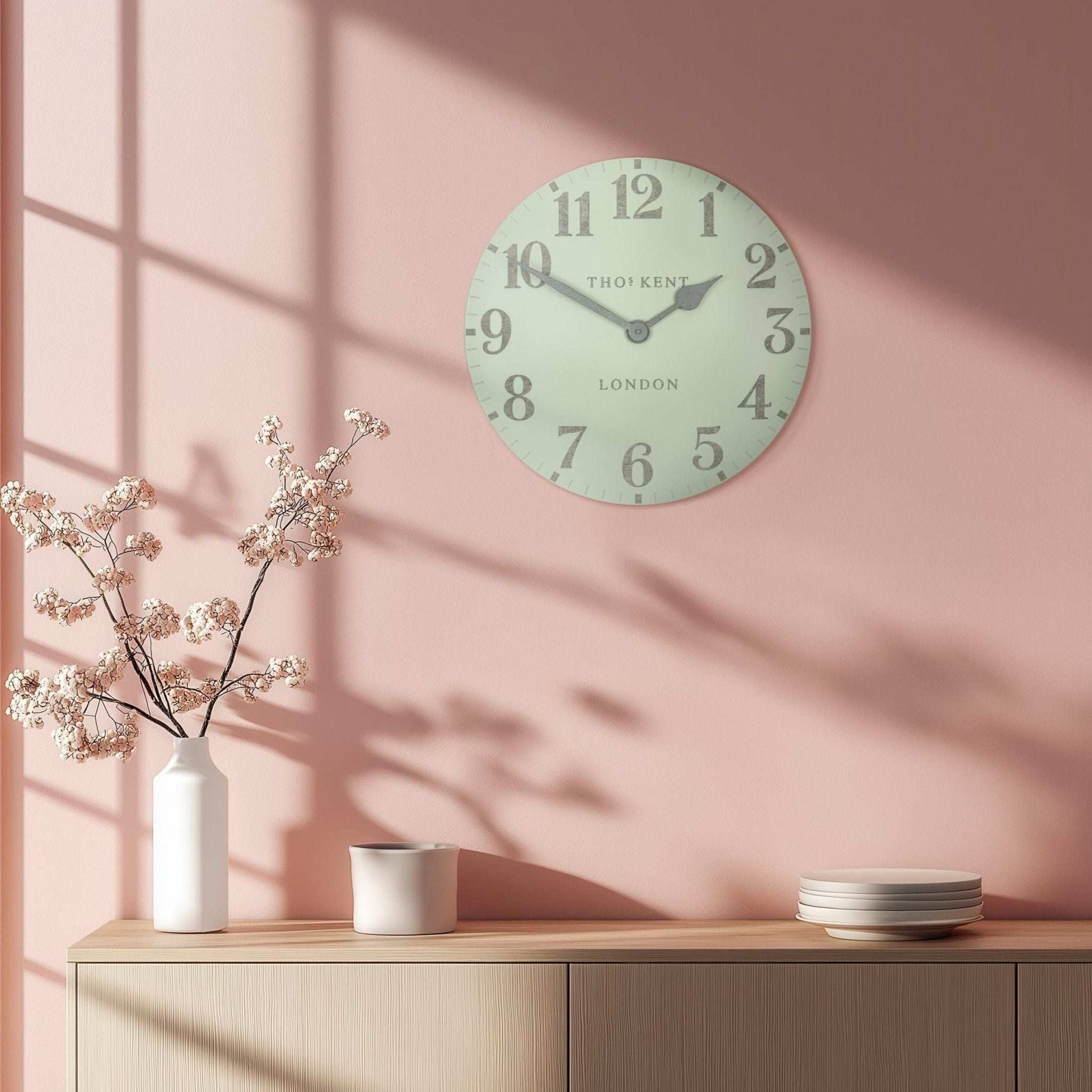 20" Arabic Wall Clock, Pearl Green