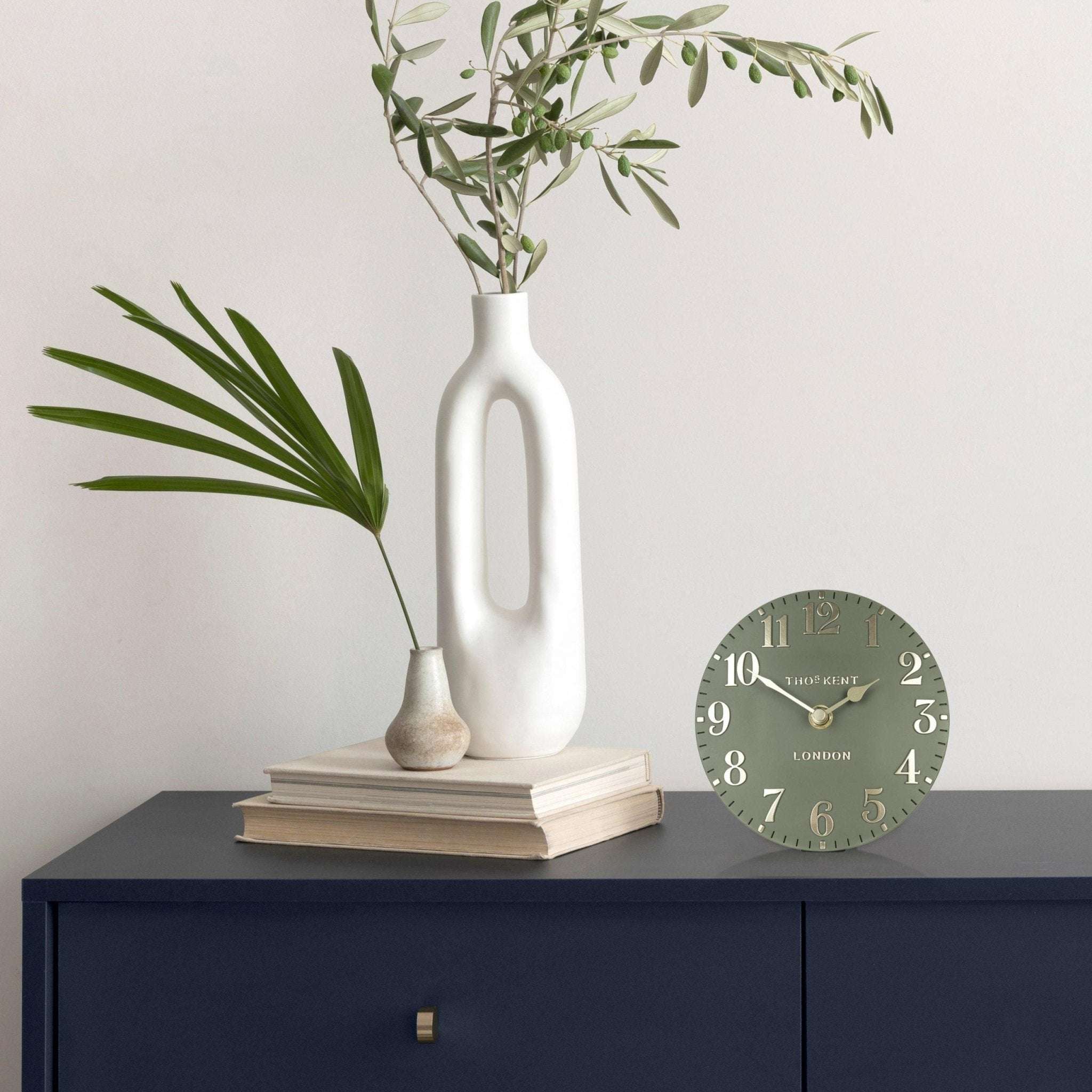 6" Arabic Mantel Clock, Lichen