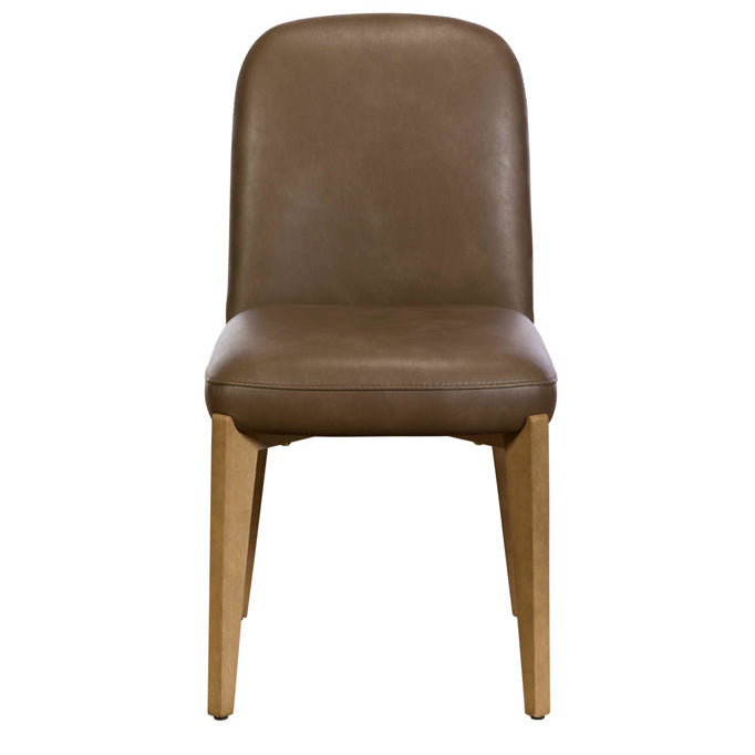 Front view of the Maddison Dining Chair in brown faux leather