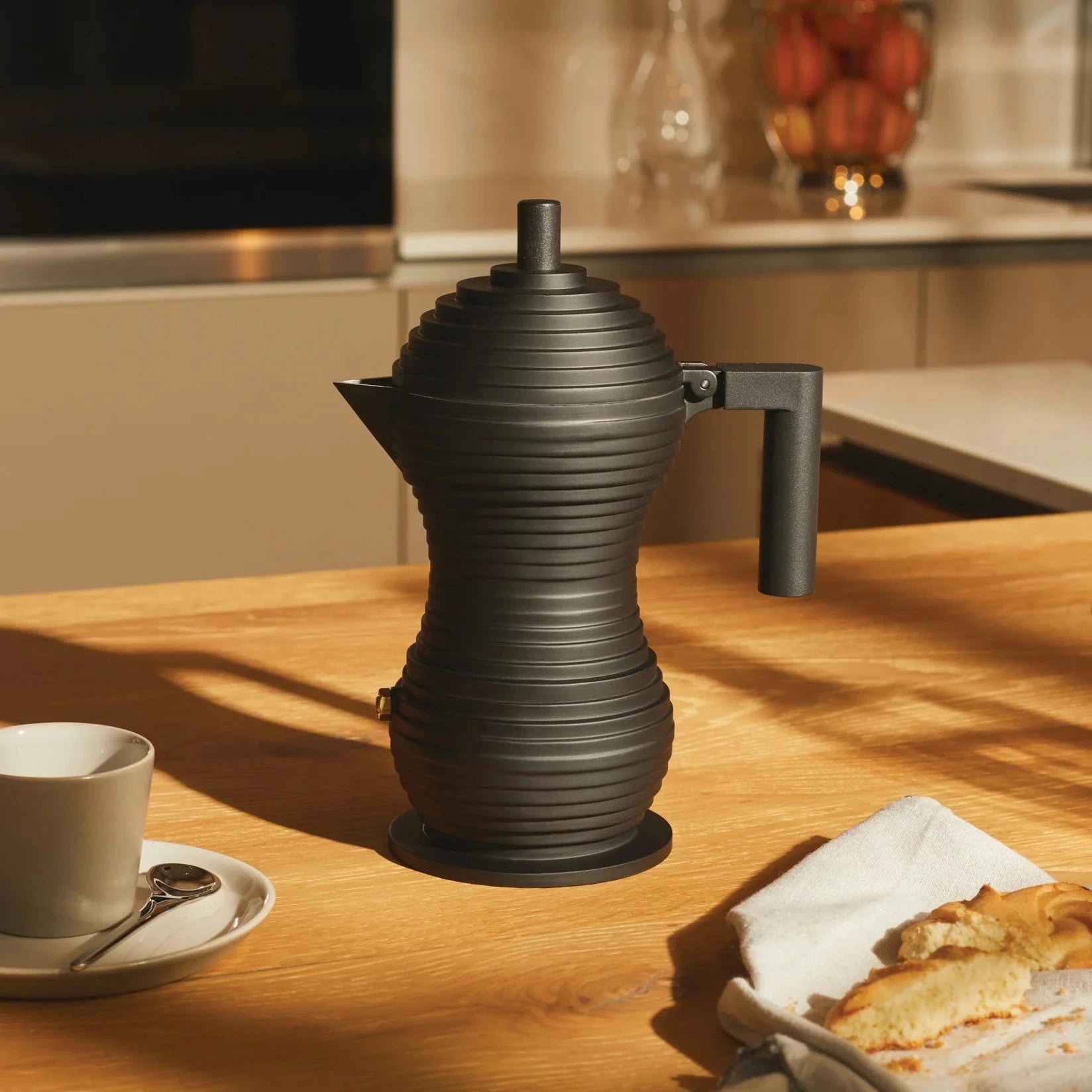 Alessi Black Pulcina Espresso Coffee Maker, 3 Cup