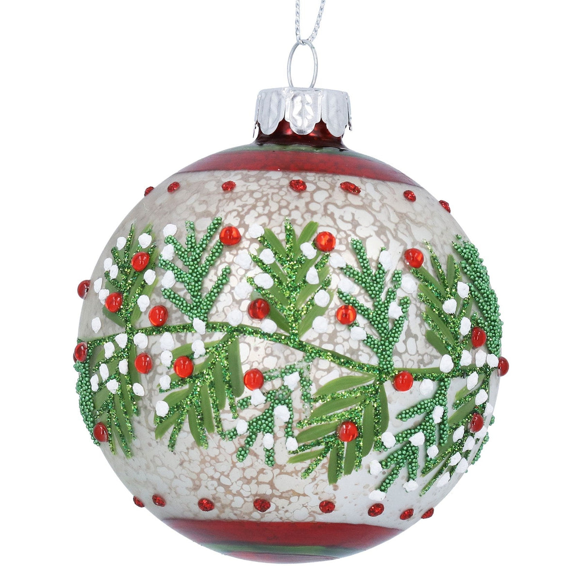 Antique White Glass Berries Bauble - Angela Reed - Christmas Decorations