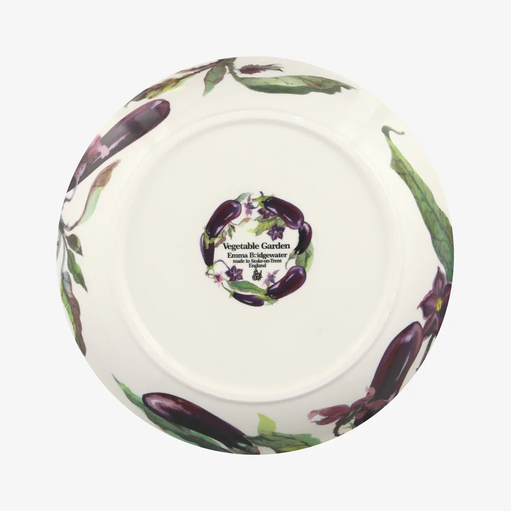 Aubergine and Flowers Medium Pasta Bowl