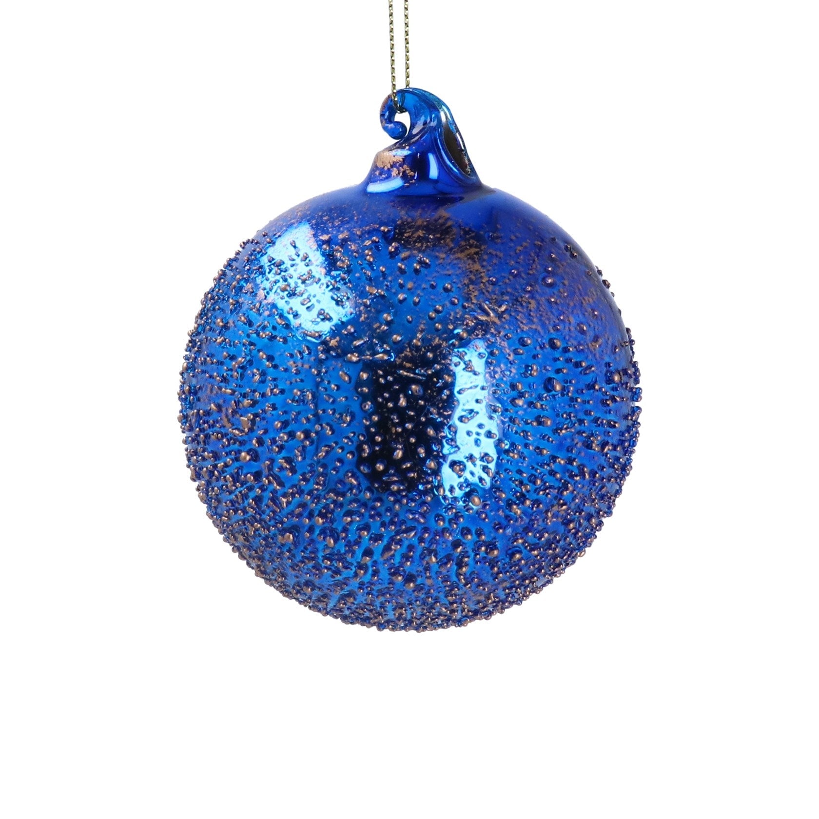 Blue Embossed Glass Bauble - Angela Reed - Christmas Decorations