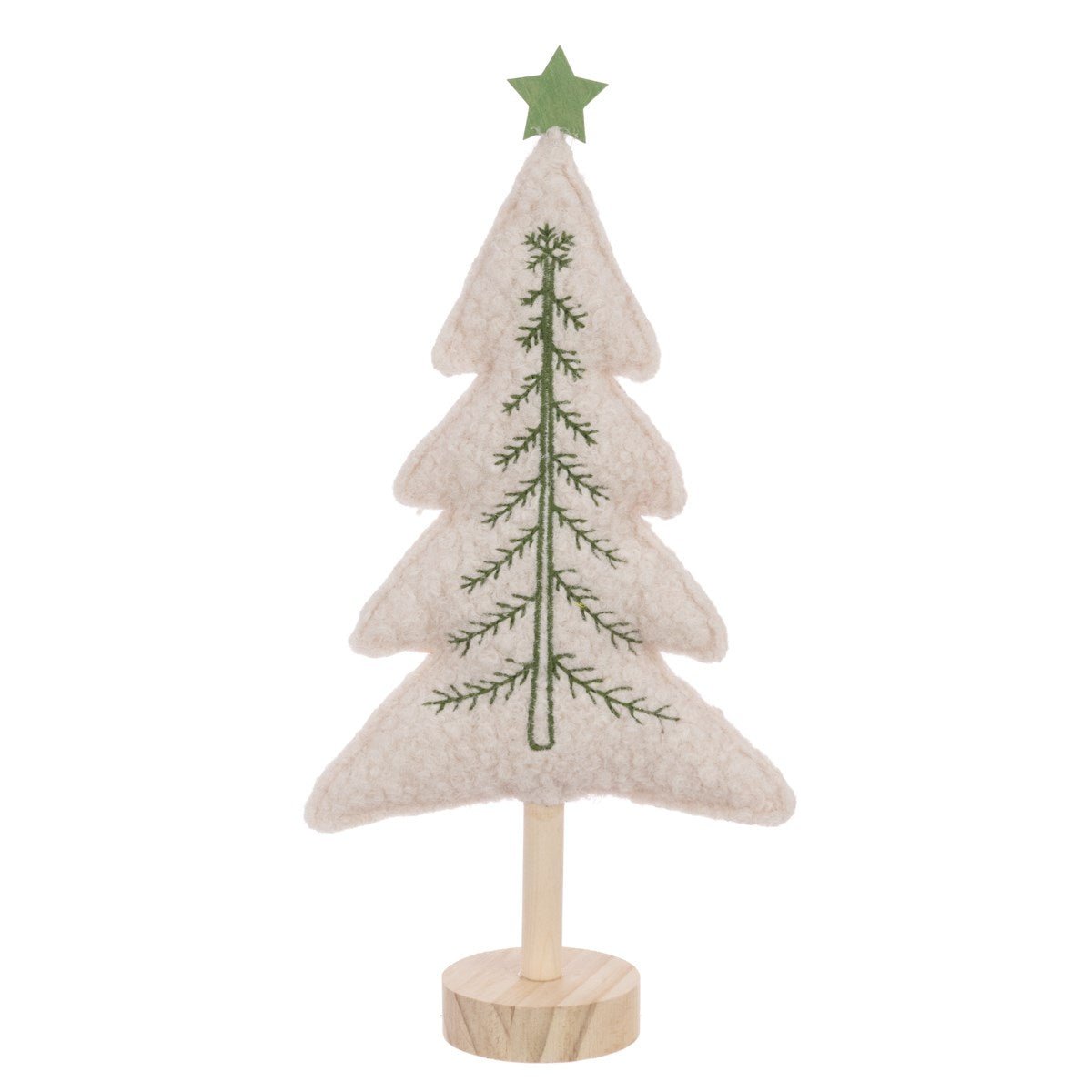 Boucle Tree On Wooden Base, White - Angela Reed - Christmas Decorations