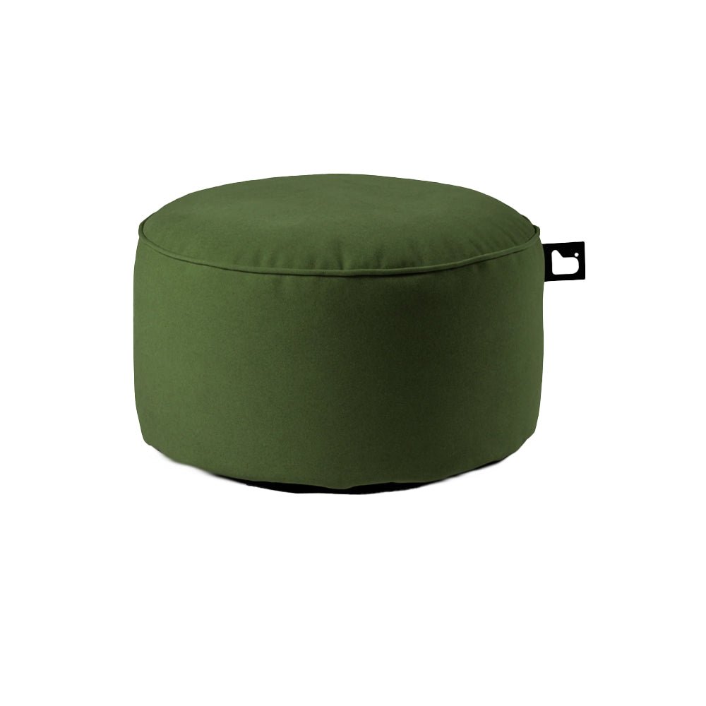 Forest green brushed suede circular pouffe seating