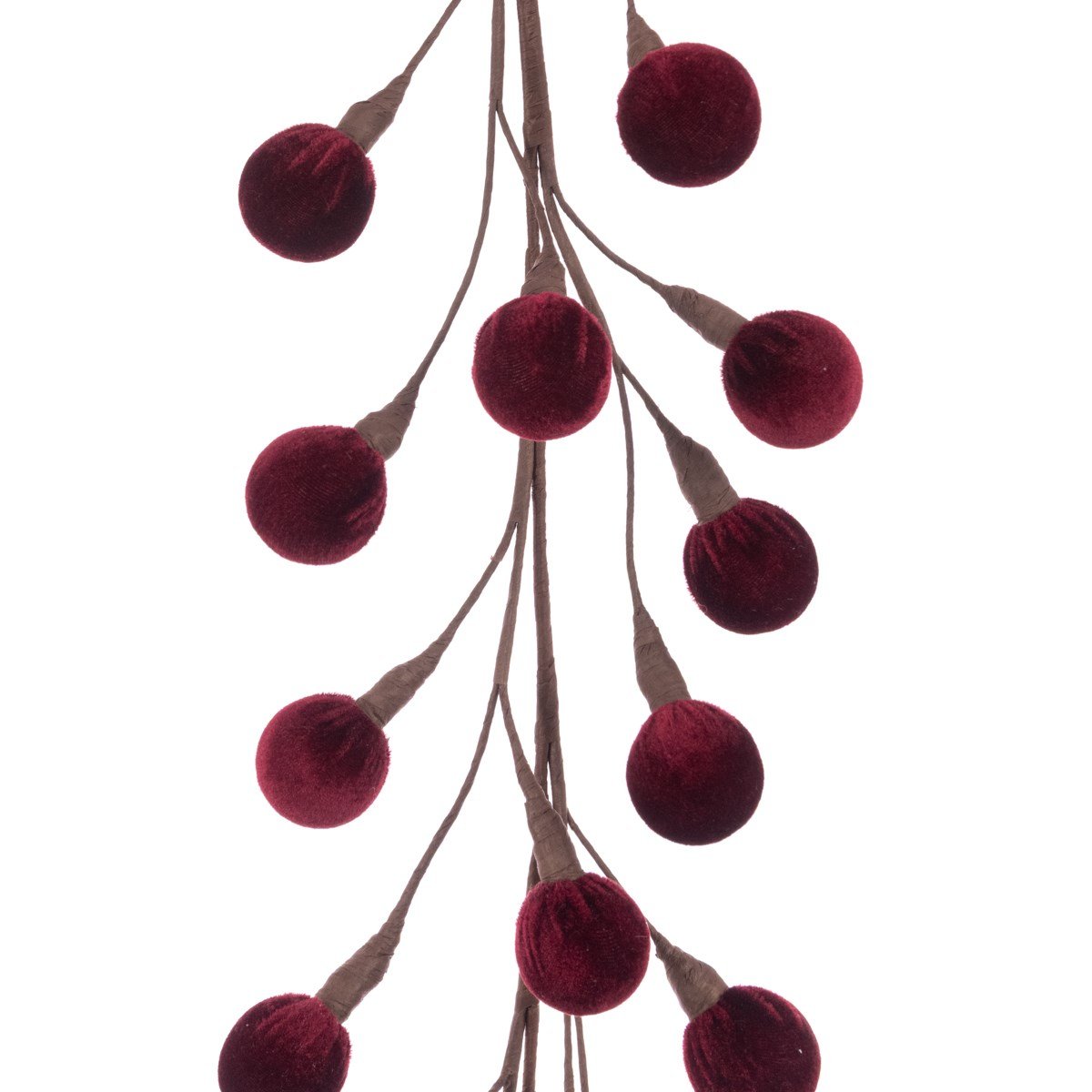 Burgundy Velvet Pom Ball Garland 120cm - Angela Reed - Christmas Decorations