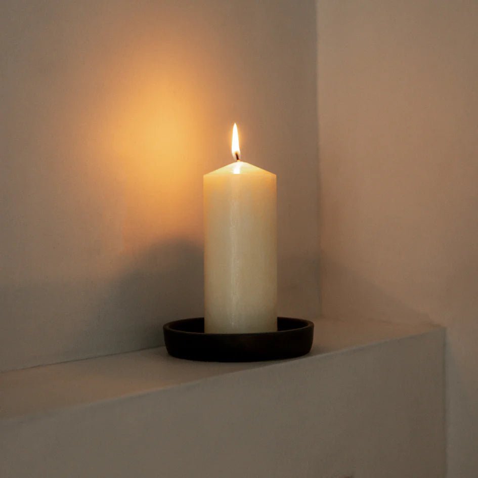 Candle Plate, Charcoal, Small