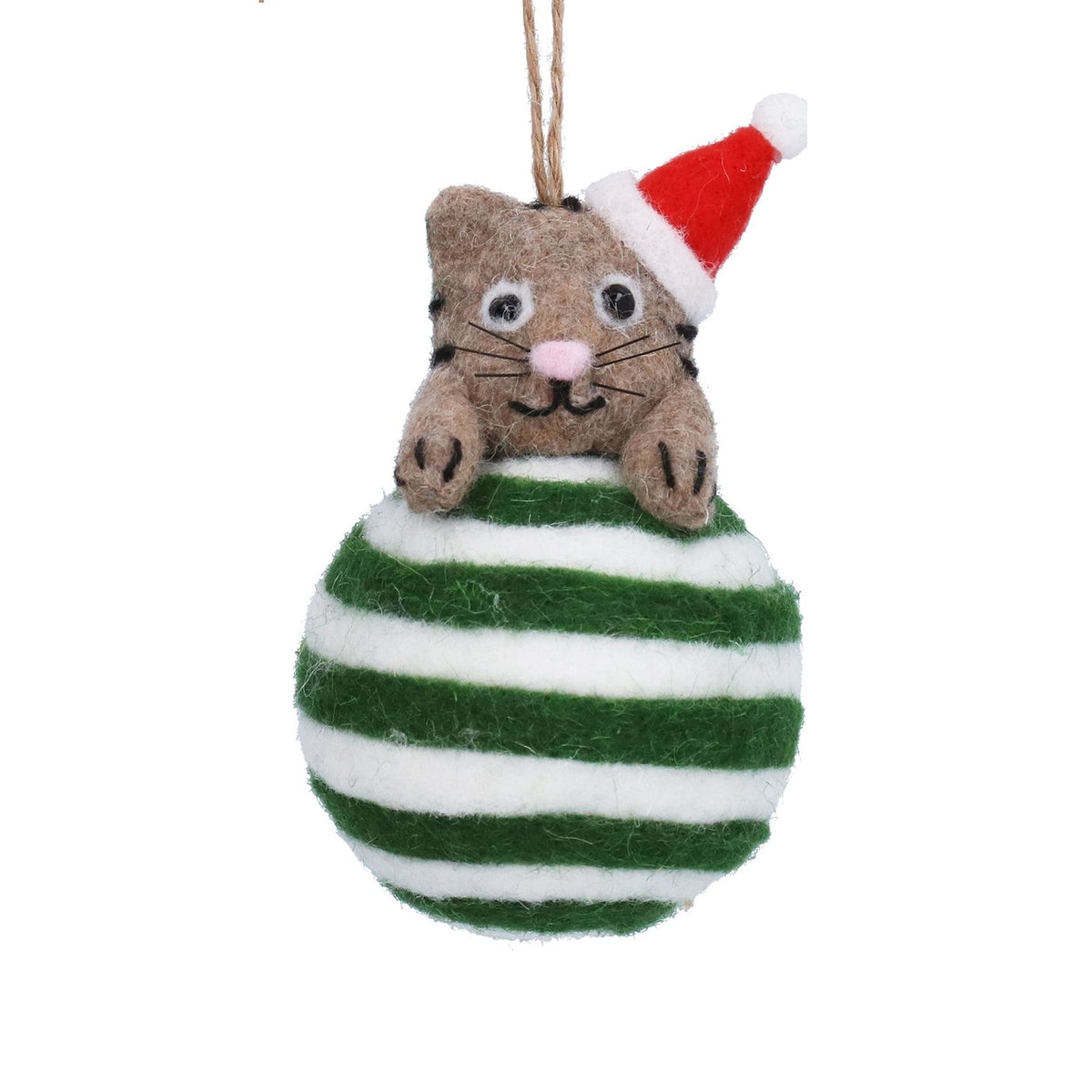Cat Woollen Bauble, Assorted Colours - Angela Reed - Christmas Decorations