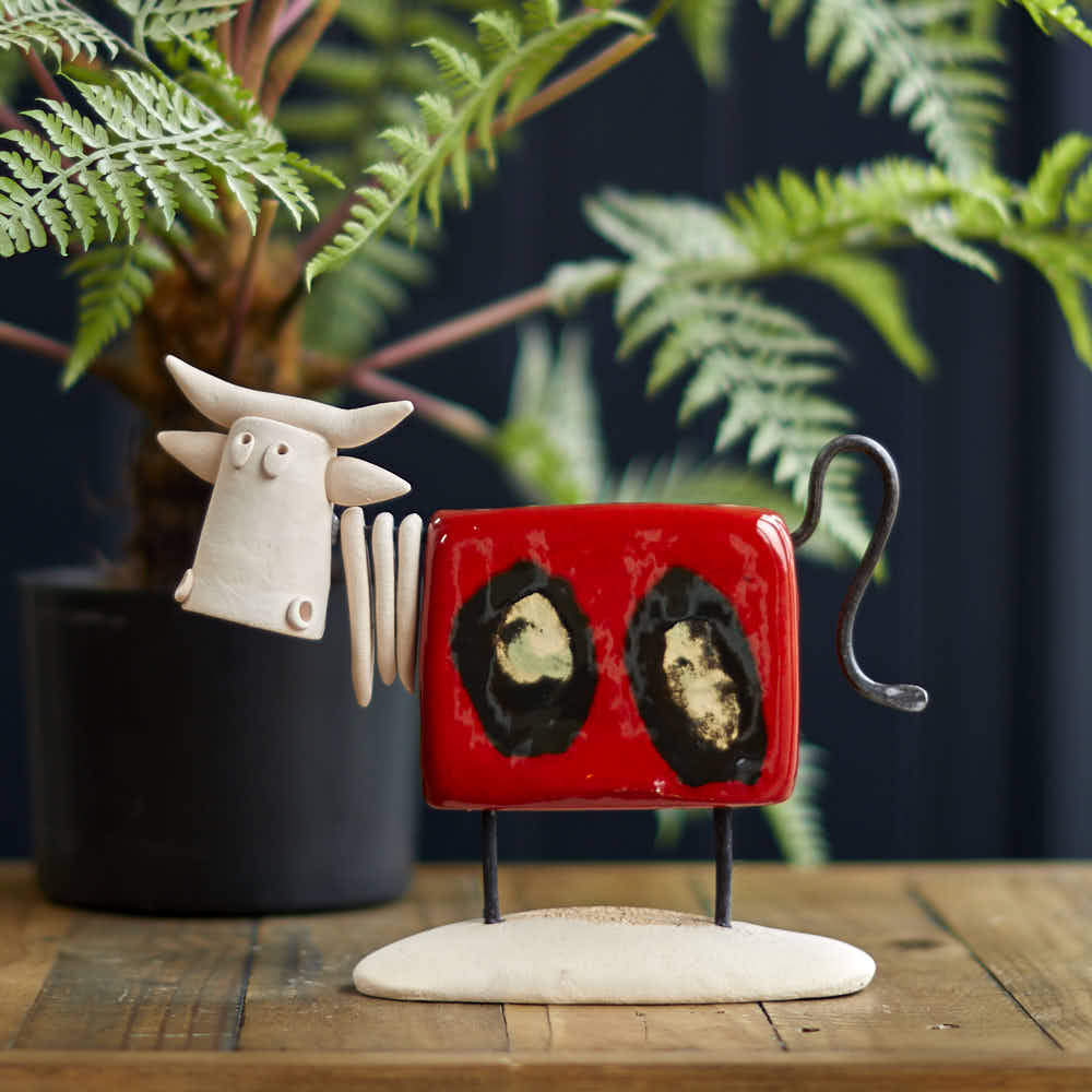 Ceramic Cow, Red