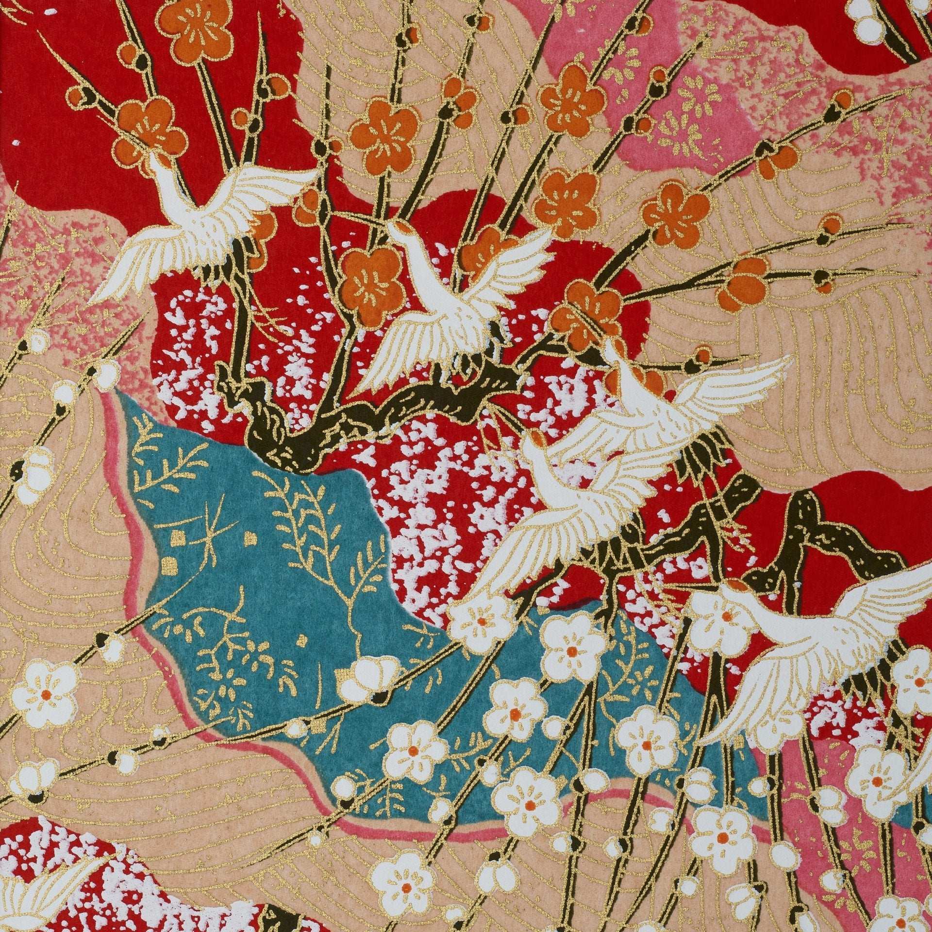 Classic Journal, Cranes Collage Red Small,Medium