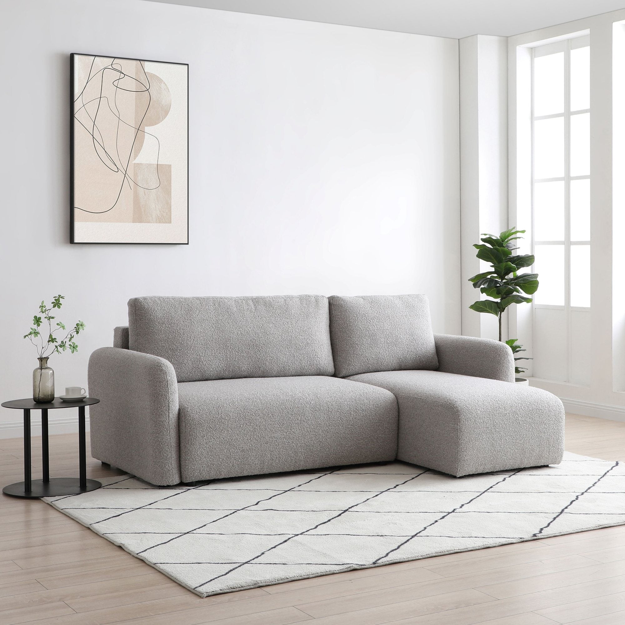 Cloud Corner Sofa Bed, Natural Fabric
