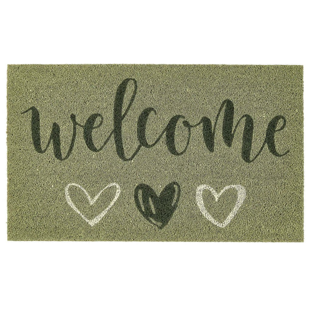 Coir Welcome Door Mat, Sage