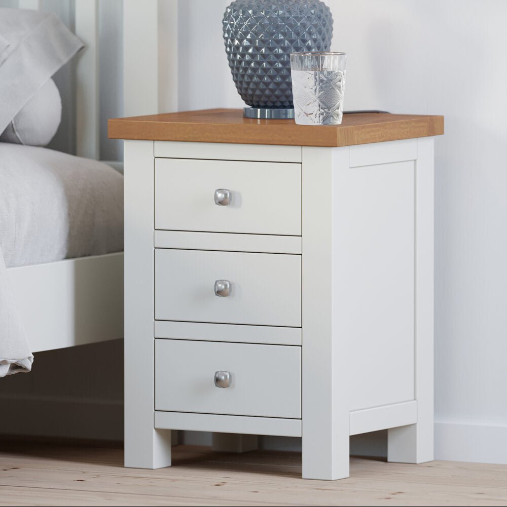 Dorset 3 Drawer Bedside Ivory,Moon Grey,White