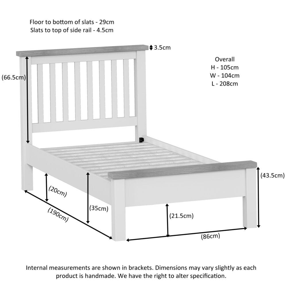 Dorset Bedstead Single (3') / Ivory,Single (3') / White,Single (3') / Moon Grey,Double (4'6") / Ivory,Double (4'6") / White,Double (4'6") / Moon Grey