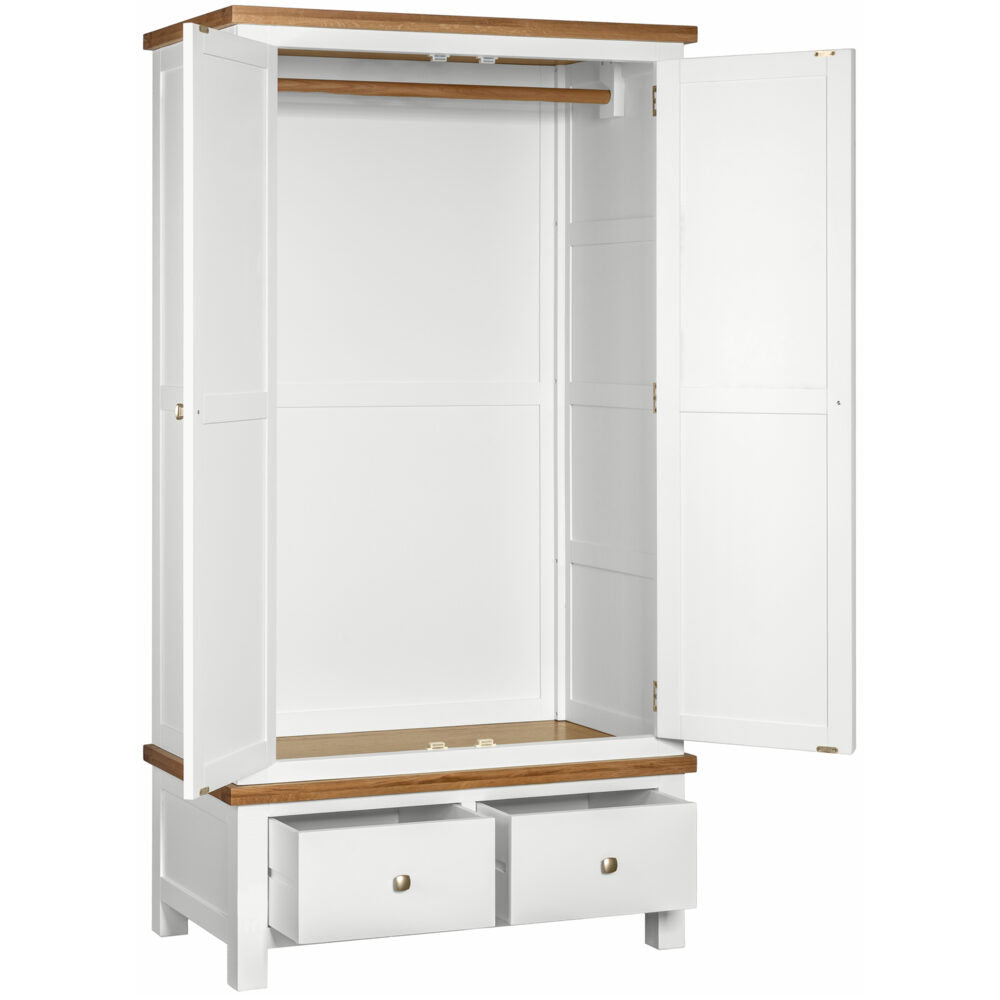 Dorset Double 2 Drawer Wardrobe White,Ivory,Moon Grey