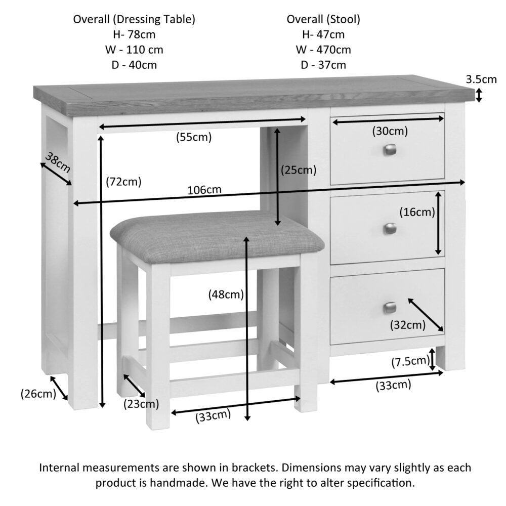 Dorset Dressing Table and Stool Ivory,Moon Grey,White