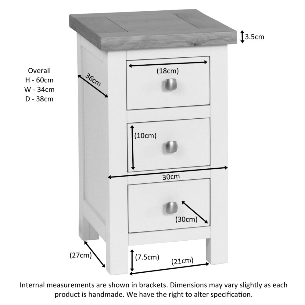 Dorset Small Bedside Ivory,White,Moon Grey
