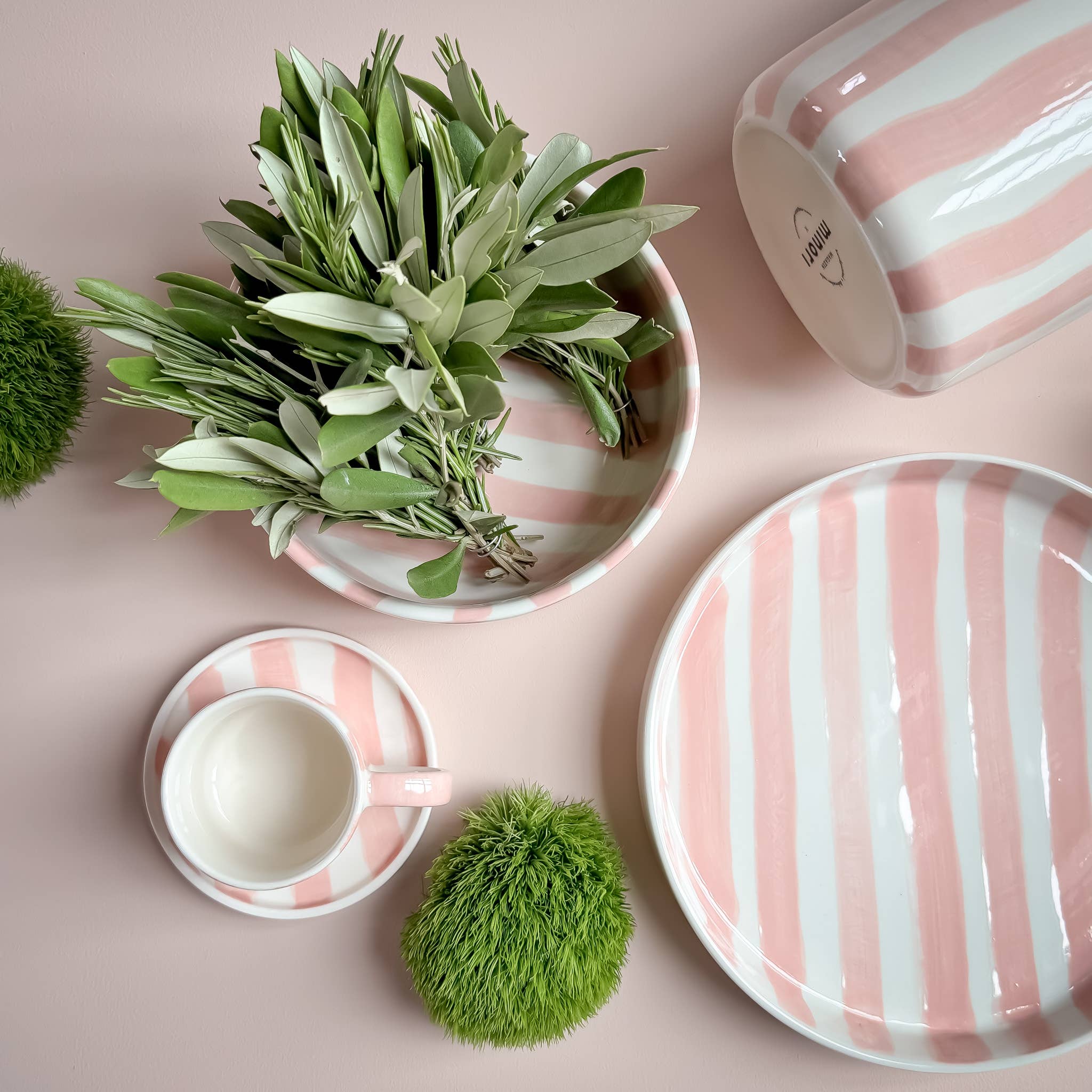 Espresso Striped Cups, Incanto Rose