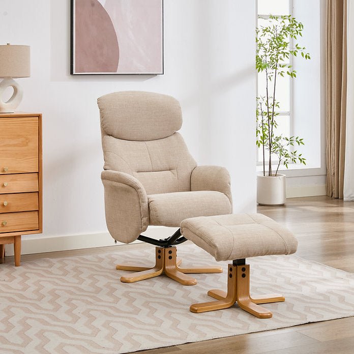 Eve Reclining Swivel Chair Seashell Fabric