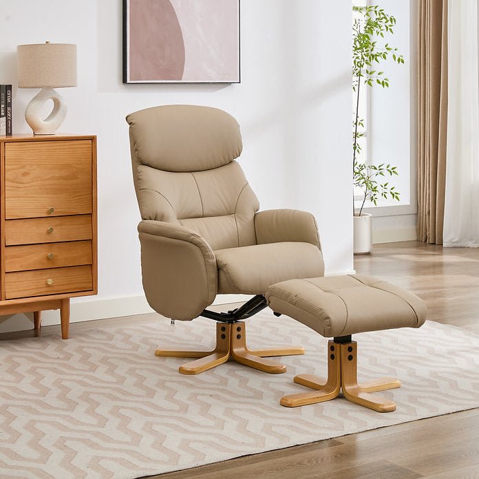 Eve Reclining Swivel Chair Mushroom Leather/Match
