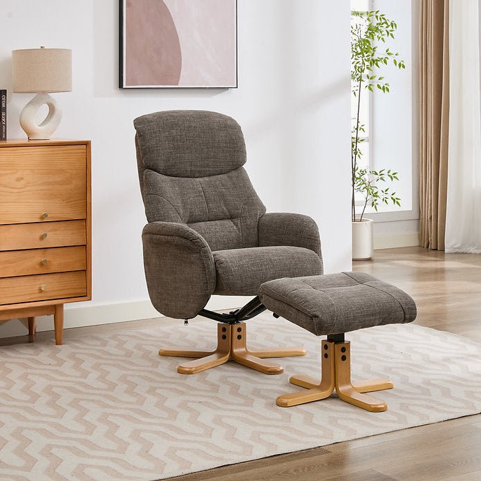 Eve Reclining Swivel Chair Thunder Fabric
