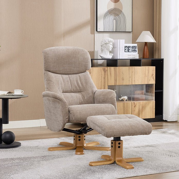 Eve Reclining Swivel Chair Sandrift Fabric