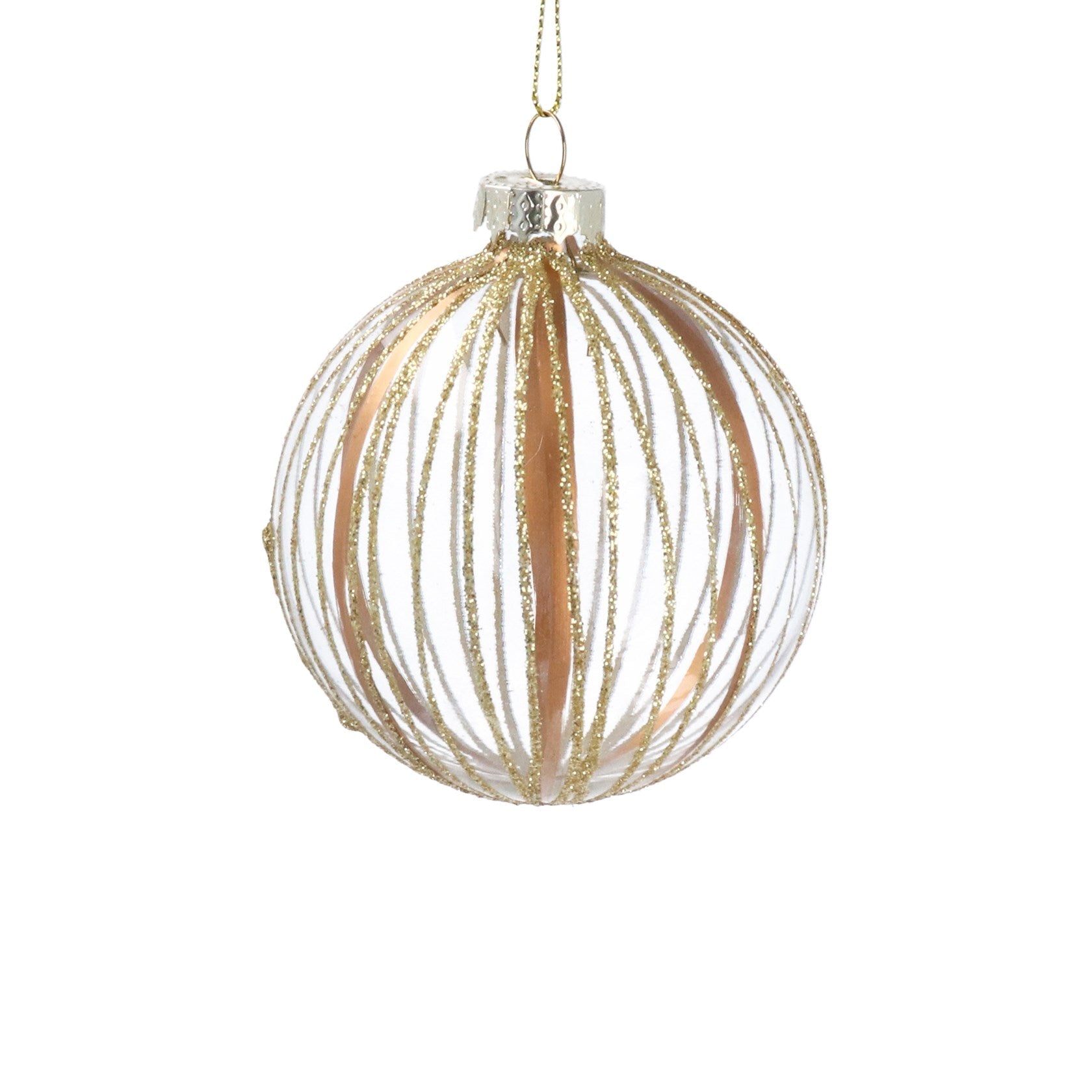 Gold Stripe Glass Bauble - Angela Reed - Christmas Decorations