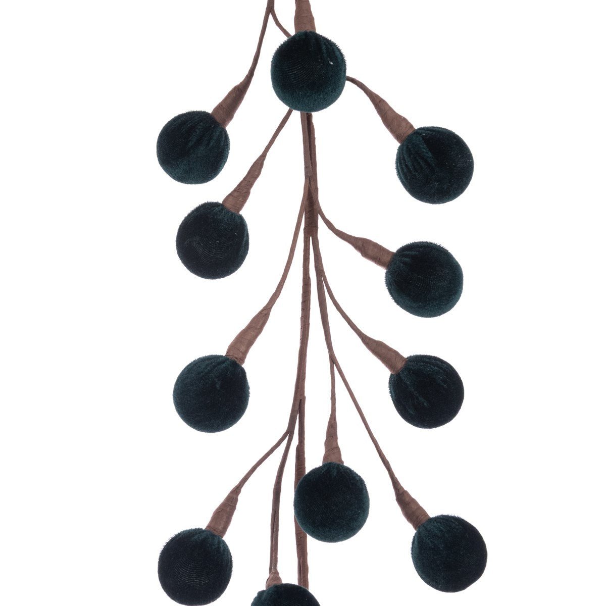 Green Velvet Pom Ball Garland 120cm - Angela Reed - Christmas Decorations