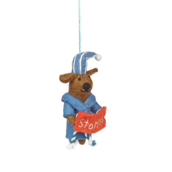 Handmade Felt Bedtime Stories Dog Decoration