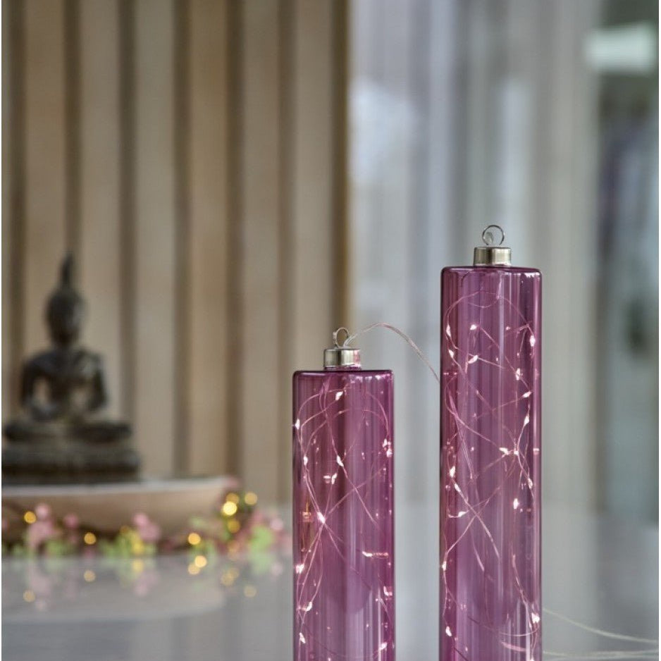 Hanging LED Glass Cylinders Amber,Amarillo,Aqua,Lavender,Lime Green,Camellia