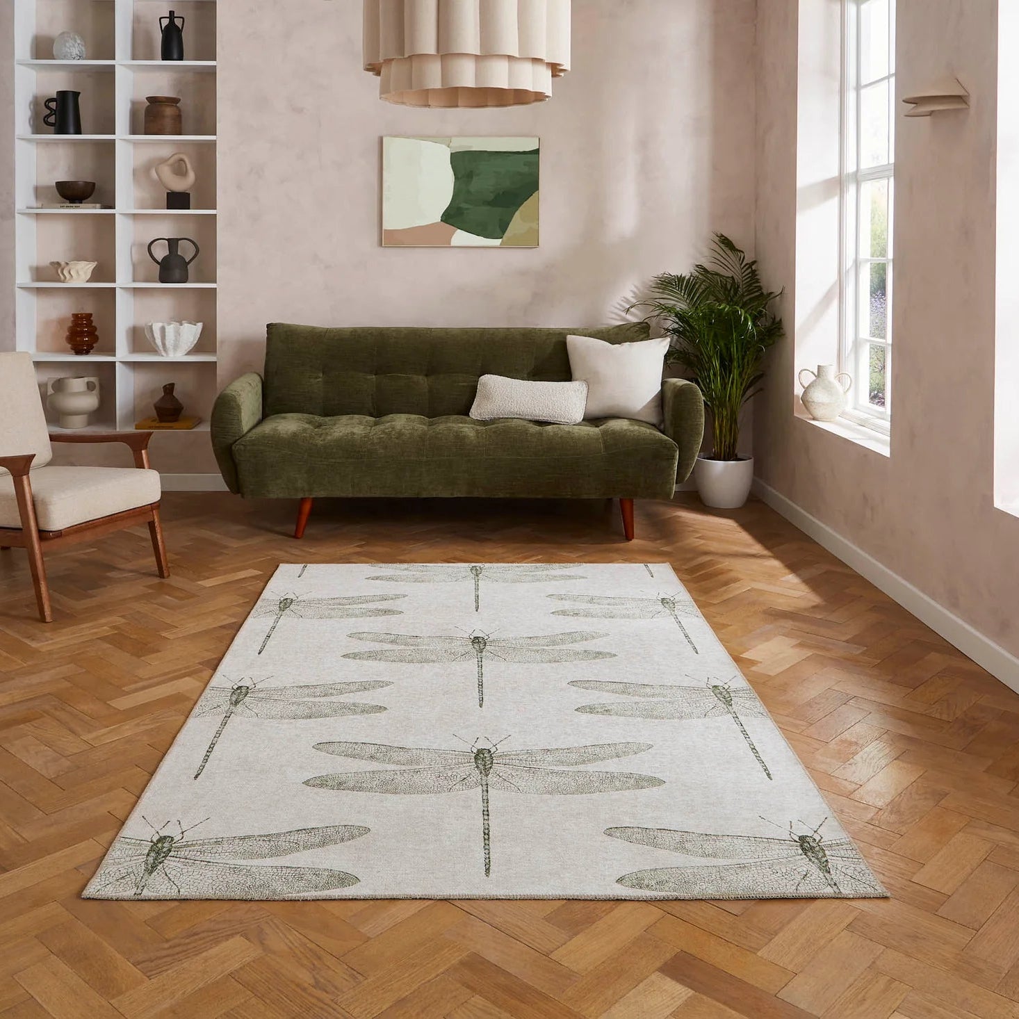 Harlequin Demoiselle Washable Rug, Fern 76 x 150cm,120 x 170cm,152 x 230cm,185 x 290cm,61 x 230cm