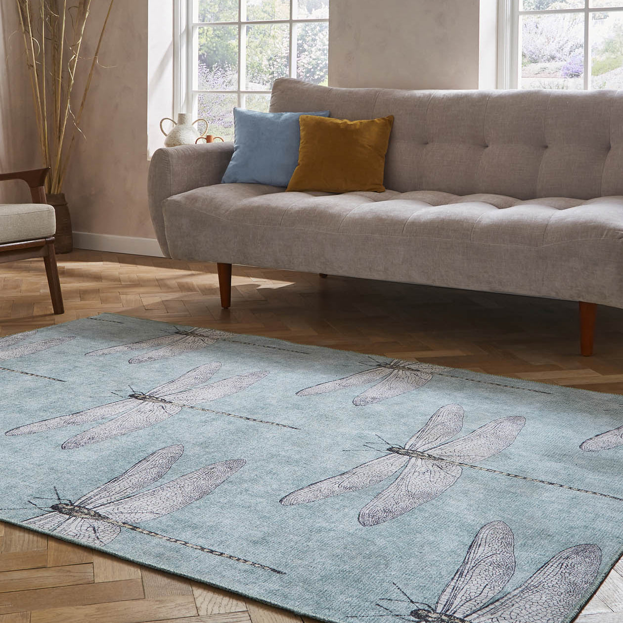 Harlequin Demoiselle Washable Rug, Mineral 76 x 150cm,120 x 170cm,152 x 230cm,185 x 290cm,61 x 230cm