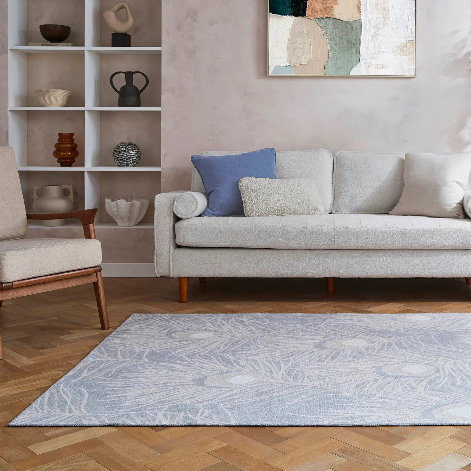 Harlequin Orlena Washable Rug, Powder Blue 76 x 150cm,120 x 170cm,152 x 230cm,185 x 290cm,61 x 230cm
