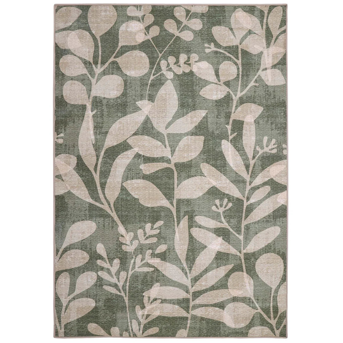 Hug Rug Eco-Washable Eden Leaves Green Rug 120 x 185cm,160 x 230cm,185 x 275cm,75 x 220cm runner