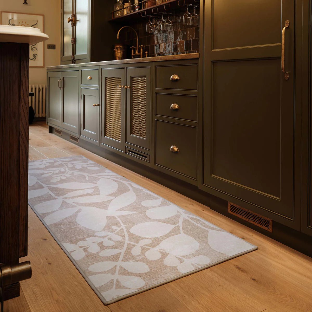 Hug Rug Eco-Washable Eden Leaves Natural Rug 120 x 185cm,160 x 230cm,185 x 275cm,75 x 220cm runner