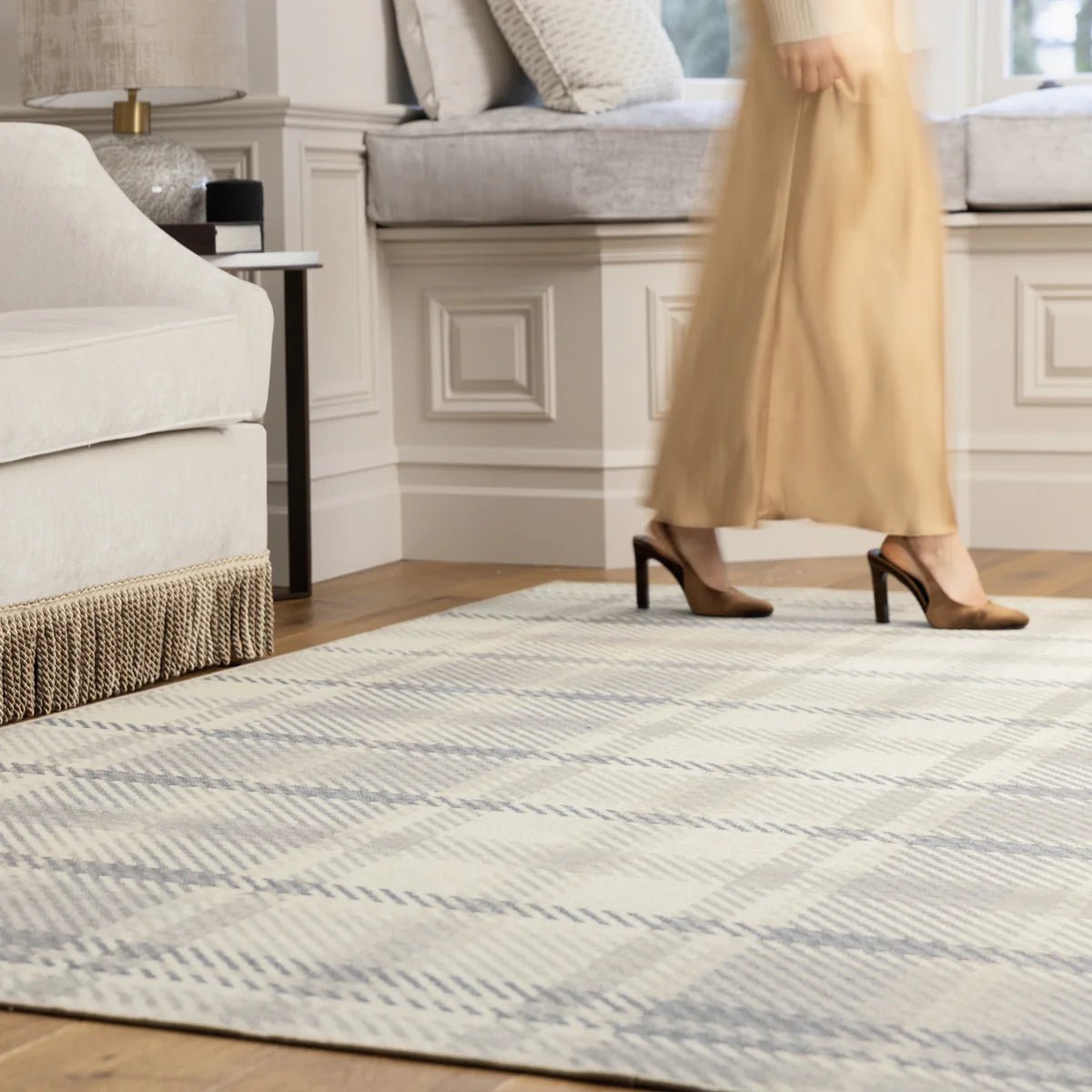 Hug Rug Eco-Washable Isla Plaid Neutral Rug 185 x 275cm,160 x 230cm,120 x 185cm,75 x 220cm,75 x 300cm