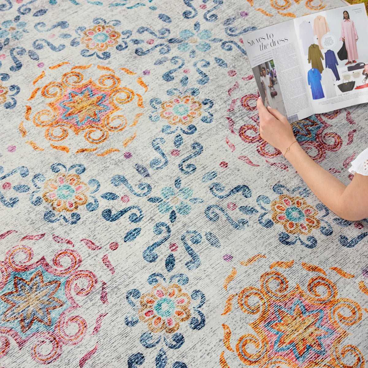 Hug Rug Eco-Washable Modern Damask Rug 120 x 185cm,160 x 230cm,185 x 275cm,75 x 220cm
