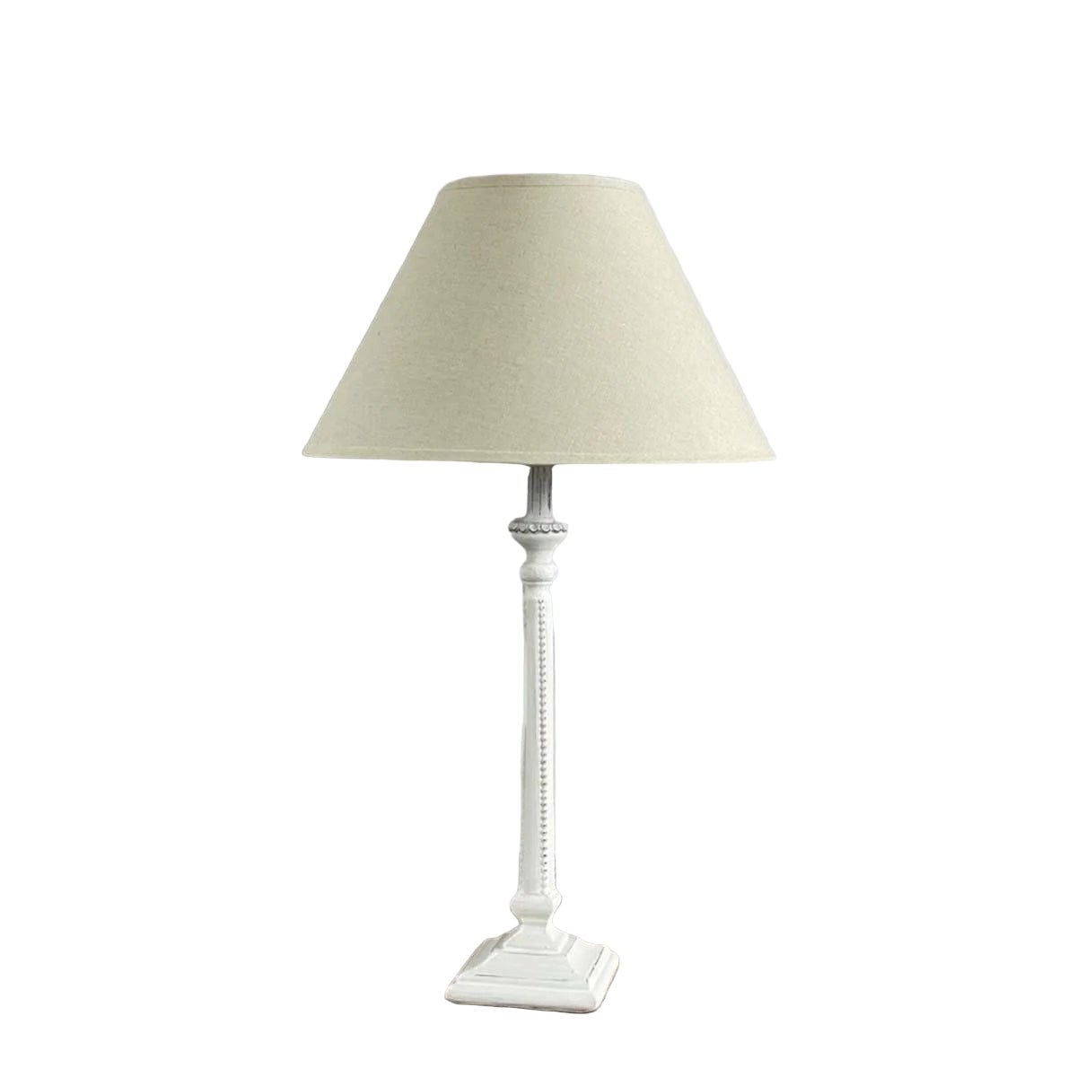Ivory beaded base and natural shade