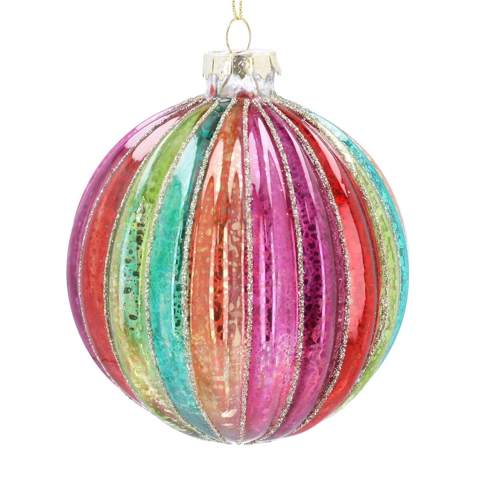 Large Rainbow Ribbed Bauble - Angela Reed - Christmas Decorations