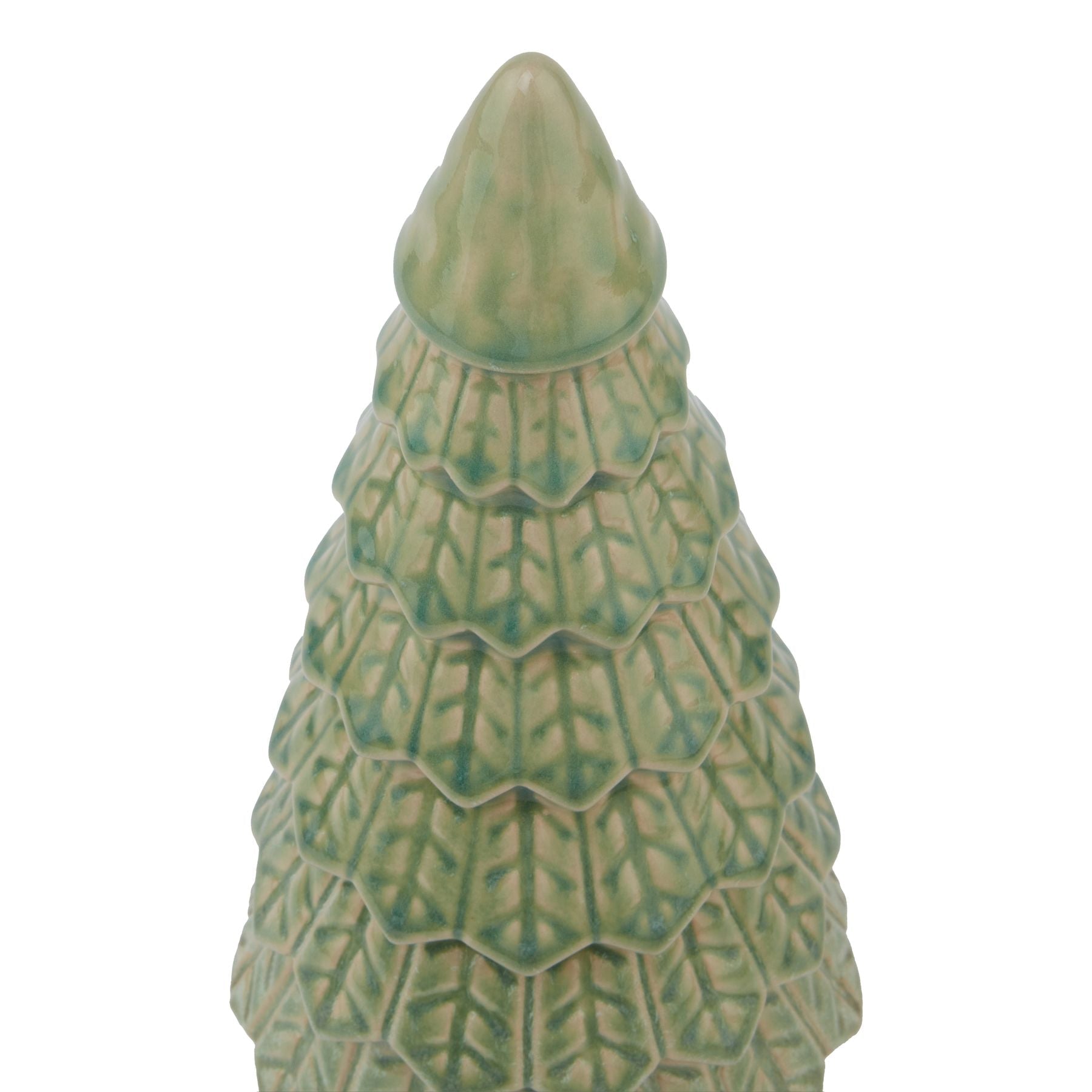 Light Green Ceramic Fir Tree With Base - Angela Reed - Christmas Decorations
