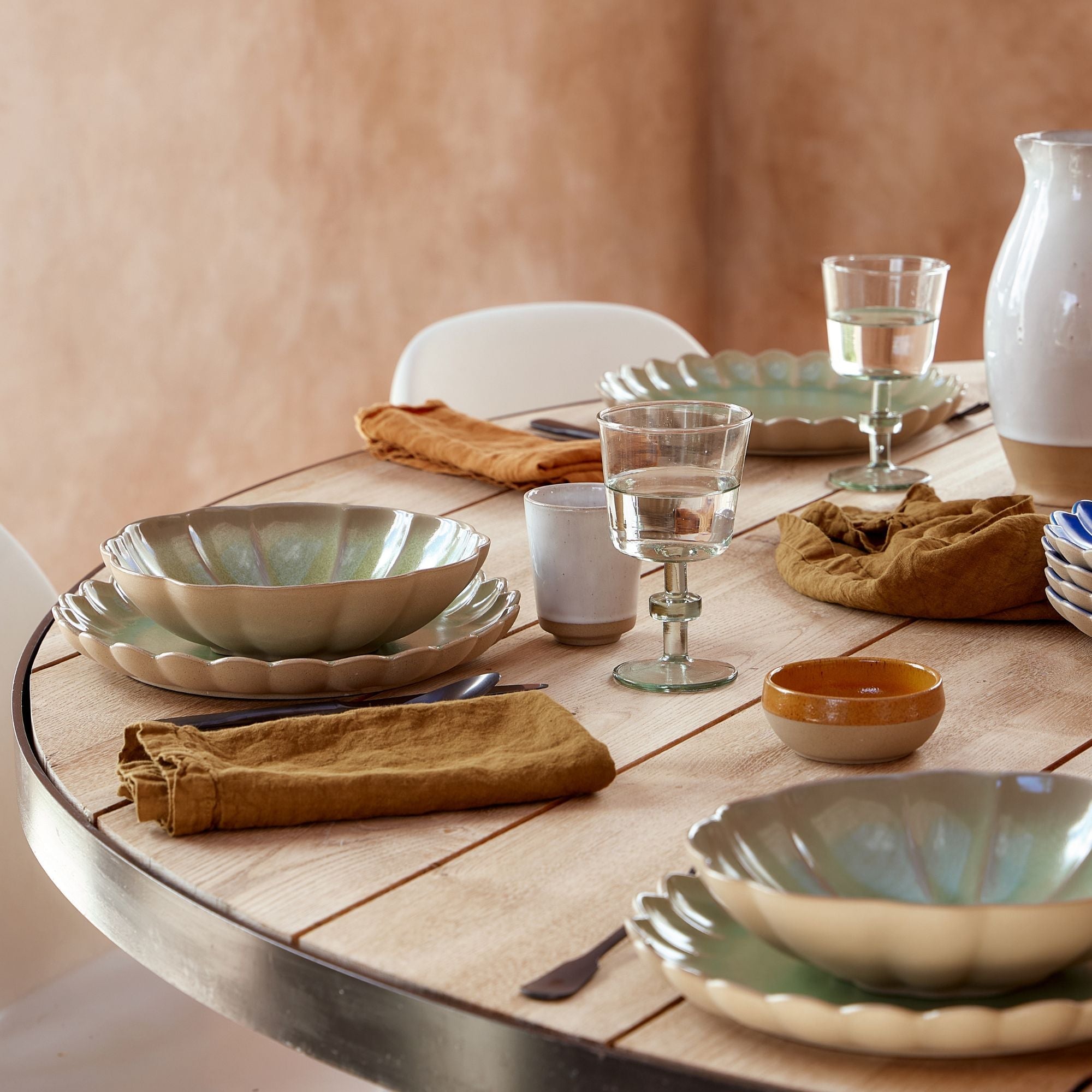Marrakesh Dinner Plate Eucalyptus,Blanc