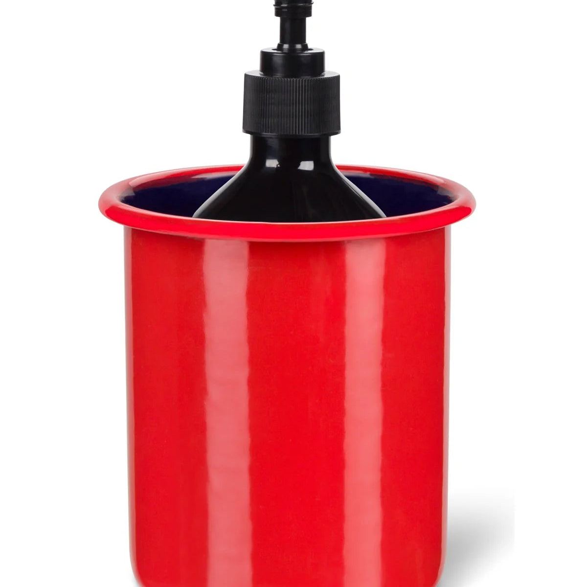 Medium Enamel Utensil Holder in Chilli Red & Midnight Blue