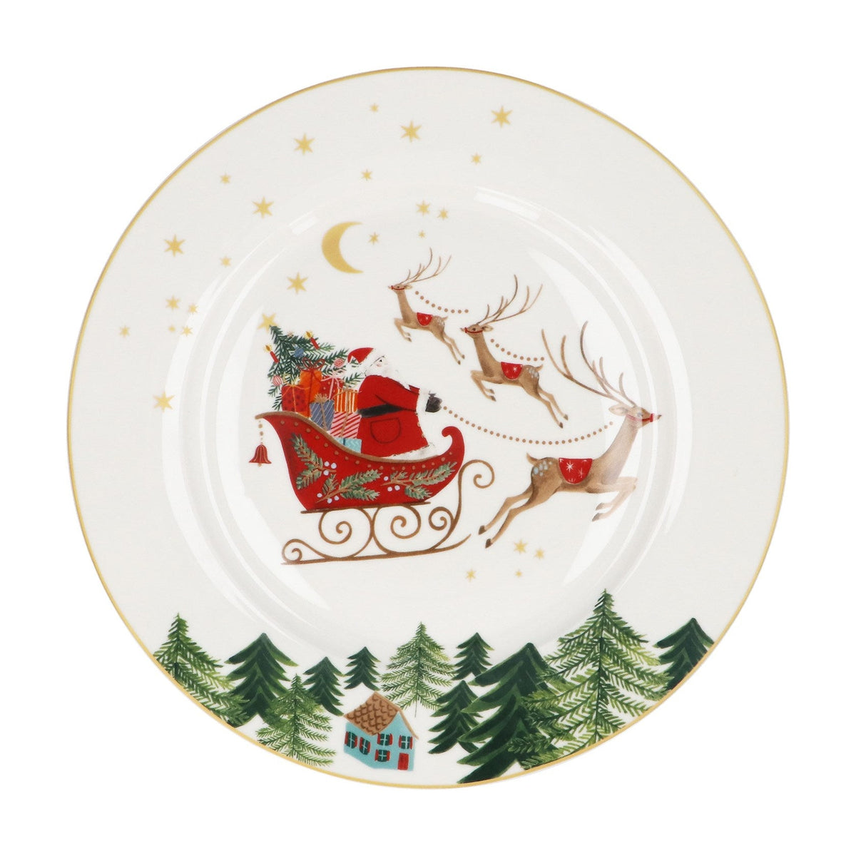 Nostalgia Sleigh Bone China Dinner Plate - Angela Reed - Christmas Decorations