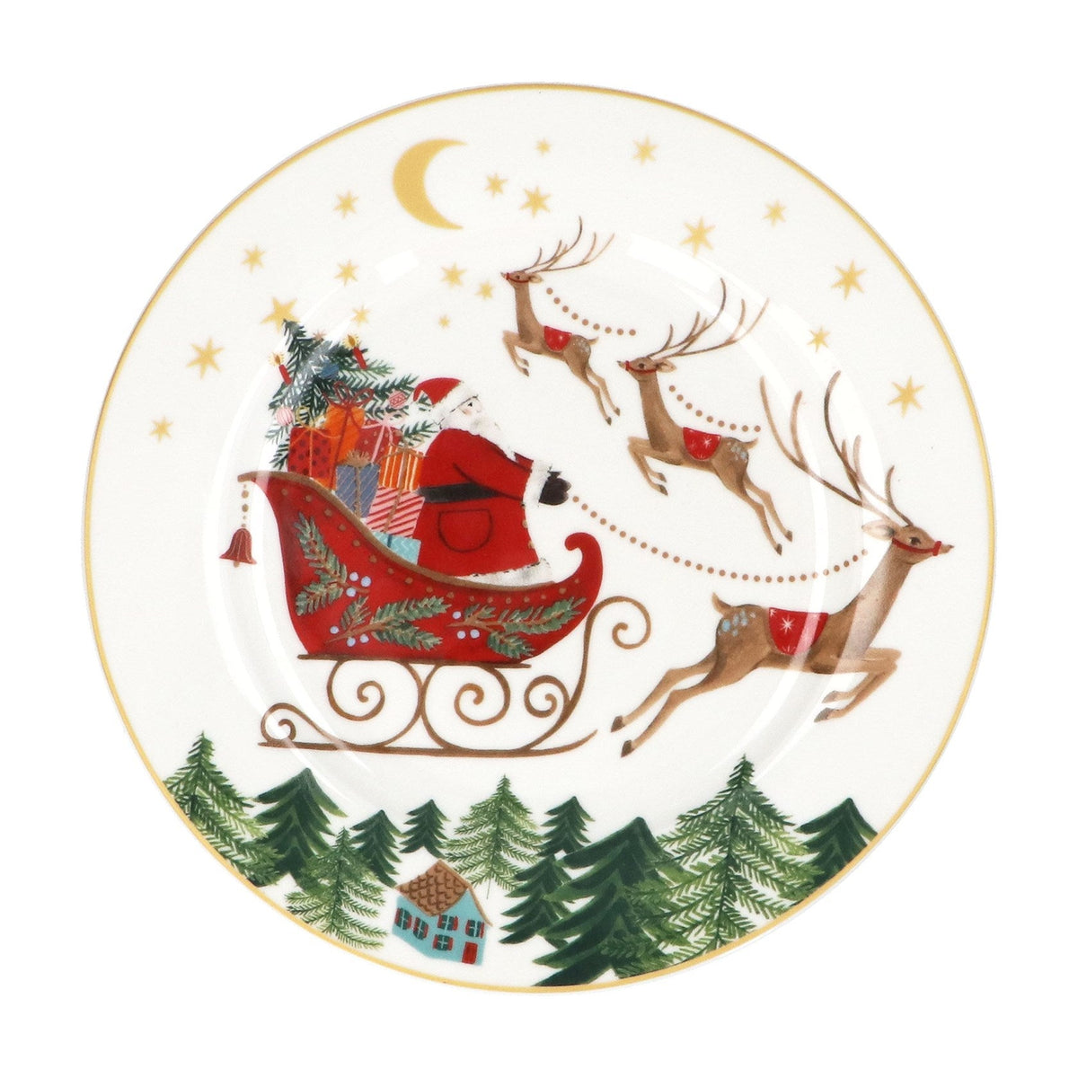 Nostalgia Sleigh Bone China Small Plate - Angela Reed - Christmas Decorations