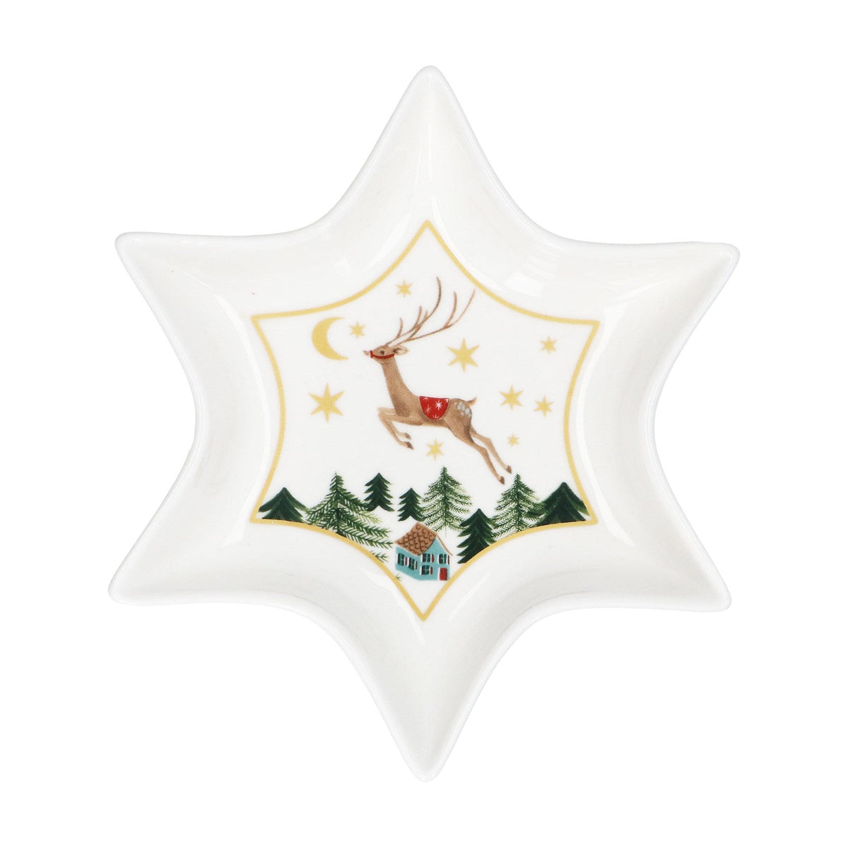 Nostalgia Sleigh Bone China Star Dish, 17cm - Angela Reed - Christmas Decorations