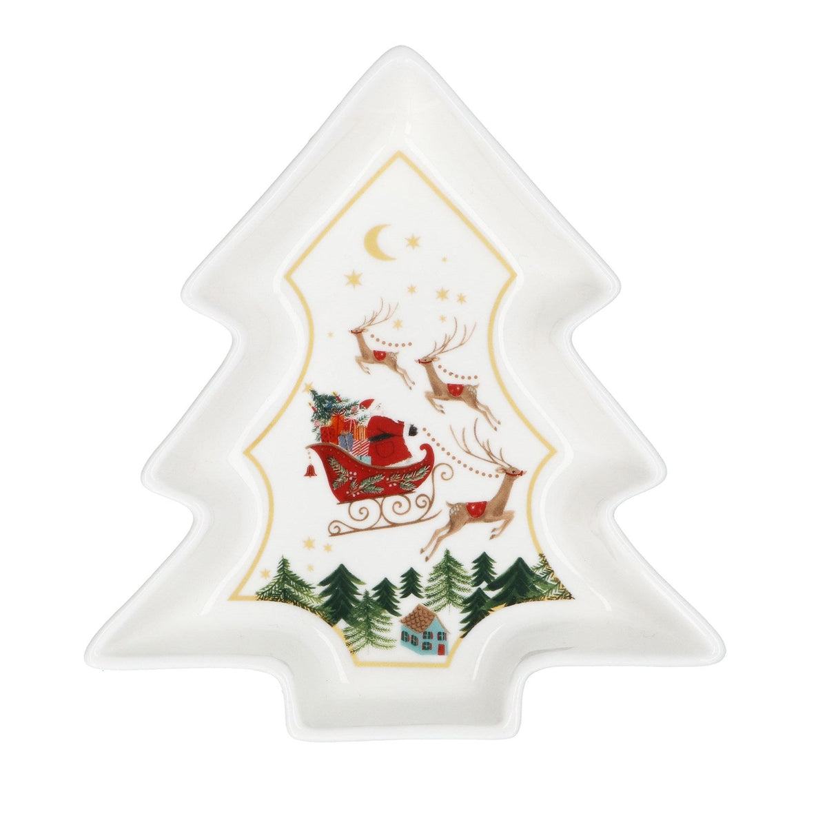 Nostalgia Sleigh Bone China Tree Dish, 18cm - Angela Reed - Christmas Decorations
