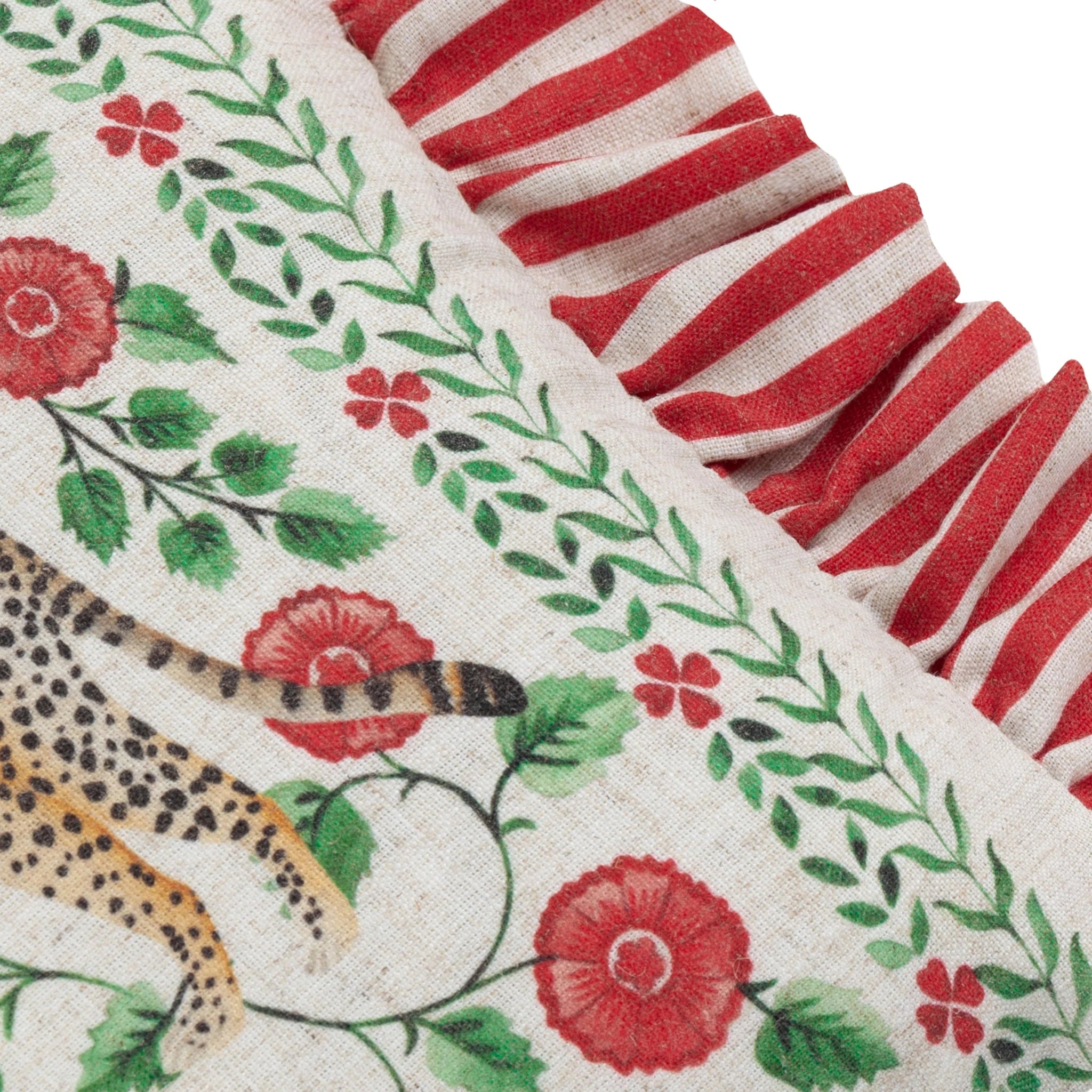Okara Leopards Printed Ruffle Cushion