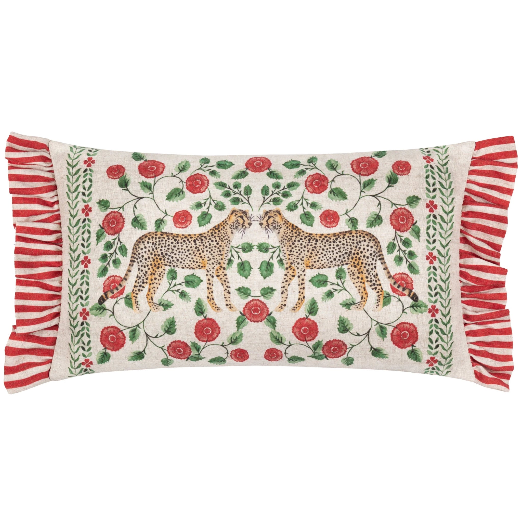 Okara Leopards Printed Ruffle Cushion
