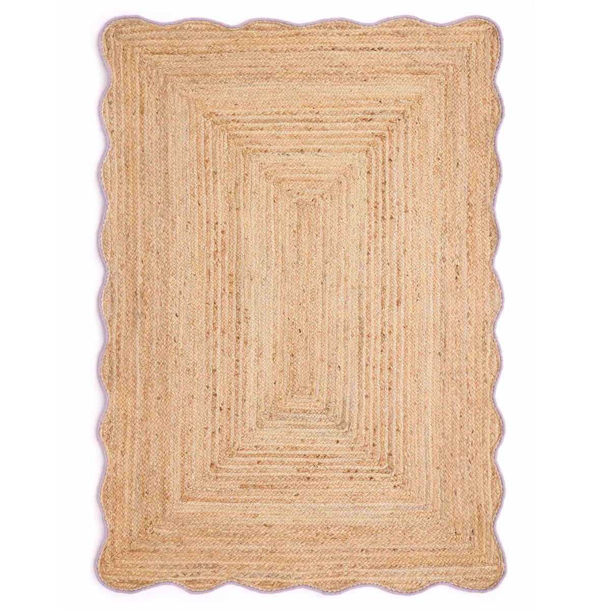 Origins Jute Scalloped Edge Rug, Lilac 120 x 170cm,160 x 230cm,67 x 200cm runner