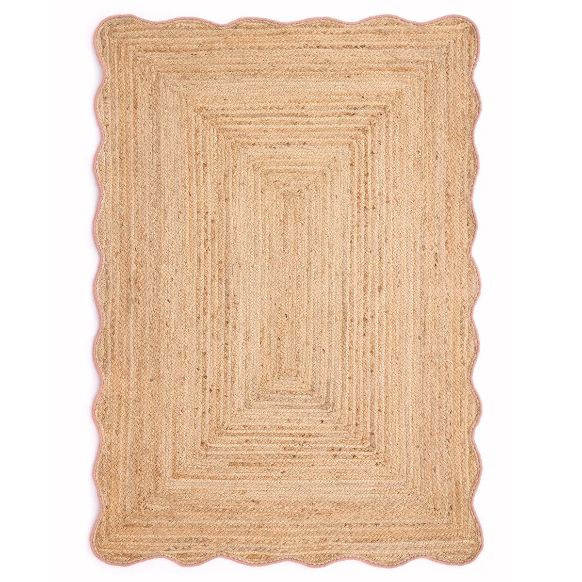 Origins Jute Scalloped Edge Rug, Peach 120 x 170cm,160 x 230cm,67 x 200cm runner